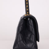 Limited Edition Chanel 23P Caviar Chain Handle Coco Navy Top Handle - FashioNica