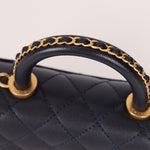 Limited Edition Chanel 23P Caviar Chain Handle Coco Navy Top Handle - FashioNica