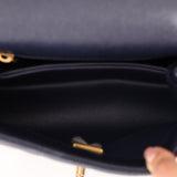 Limited Edition Chanel 23P Caviar Chain Handle Coco Navy Top Handle - FashioNica