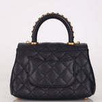 Limited Edition Chanel 23P Caviar Chain Handle Coco Navy Top Handle - FashioNica