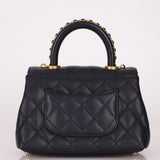 Limited Edition Chanel 23P Caviar Chain Handle Coco Navy Top Handle - FashioNica