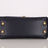 Limited Edition Chanel 23P Caviar Chain Handle Coco Navy Top Handle - FashioNica