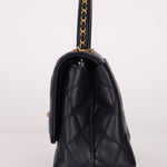 Limited Edition Chanel 23P Caviar Chain Handle Coco Navy Top Handle - FashioNica