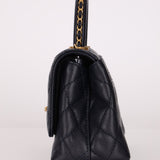 Limited Edition Chanel 23P Caviar Chain Handle Coco Navy Top Handle - FashioNica