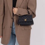 Limited Edition Chanel 23P Caviar Chain Handle Coco Navy Top Handle - FashioNica