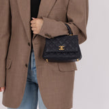 Limited Edition Chanel 23P Caviar Chain Handle Coco Navy Top Handle - FashioNica