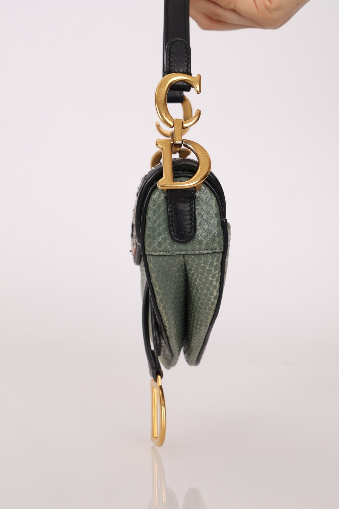 Limited Edition Dior 2019 Beaded Python Mini Saddle with Dior Guitar Strap - FashioNica