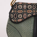 Limited Edition Dior 2019 Beaded Python Mini Saddle with Dior Guitar Strap - FashioNica