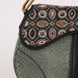Limited Edition Dior 2019 Beaded Python Mini Saddle with Dior Guitar Strap - FashioNica