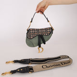 Limited Edition Dior 2019 Beaded Python Mini Saddle with Dior Guitar Strap - FashioNica