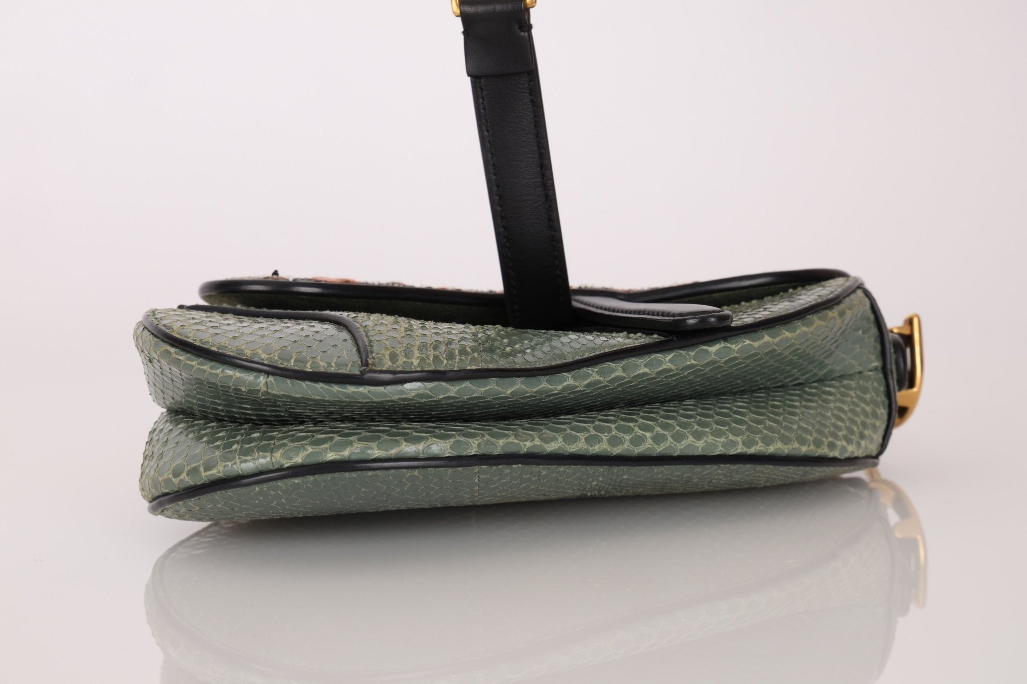 Limited Edition Dior 2019 Beaded Python Mini Saddle with Dior Guitar Strap - FashioNica