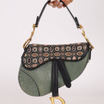 Limited Edition Dior 2019 Beaded Python Mini Saddle with Dior Guitar Strap - FashioNica
