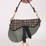 Limited Edition Dior 2019 Beaded Python Mini Saddle with Dior Guitar Strap - FashioNica