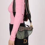 Limited Edition Dior 2019 Beaded Python Mini Saddle with Dior Guitar Strap - FashioNica