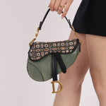 Limited Edition Dior 2019 Beaded Python Mini Saddle with Dior Guitar Strap - FashioNica