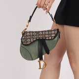 Limited Edition Dior 2019 Beaded Python Mini Saddle with Dior Guitar Strap - FashioNica