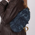 Limited Edition Dior 2019 Medium Tie Dye Printed Denim Saddle Bag - FashioNica