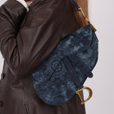 Limited Edition Dior 2019 Medium Tie Dye Printed Denim Saddle Bag - FashioNica