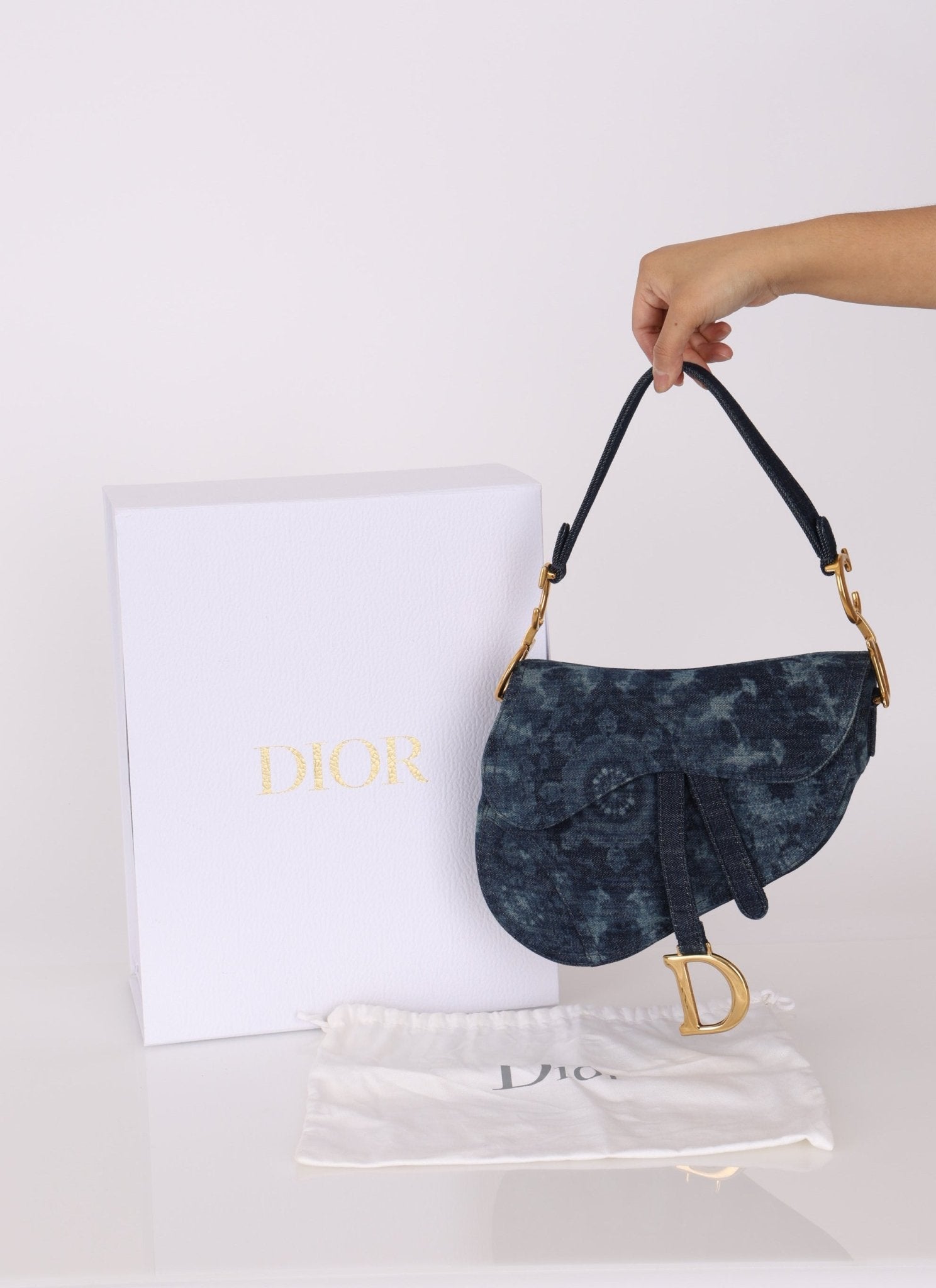 Limited Edition Dior 2019 Medium Tie Dye Printed Denim Saddle Bag - FashioNica