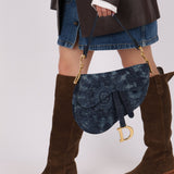 Limited Edition Dior 2019 Medium Tie Dye Printed Denim Saddle Bag - FashioNica