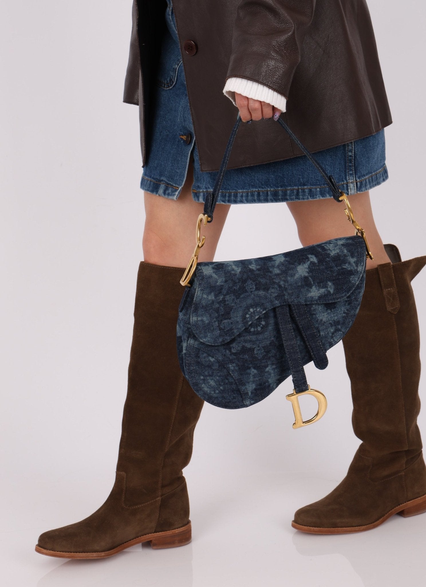 Limited Edition Dior 2019 Medium Tie Dye Printed Denim Saddle Bag - FashioNica