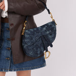 Limited Edition Dior 2019 Medium Tie Dye Printed Denim Saddle Bag - FashioNica