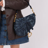 Limited Edition Dior 2019 Medium Tie Dye Printed Denim Saddle Bag - FashioNica