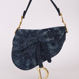 Limited Edition Dior 2019 Medium Tie Dye Printed Denim Saddle Bag - FashioNica
