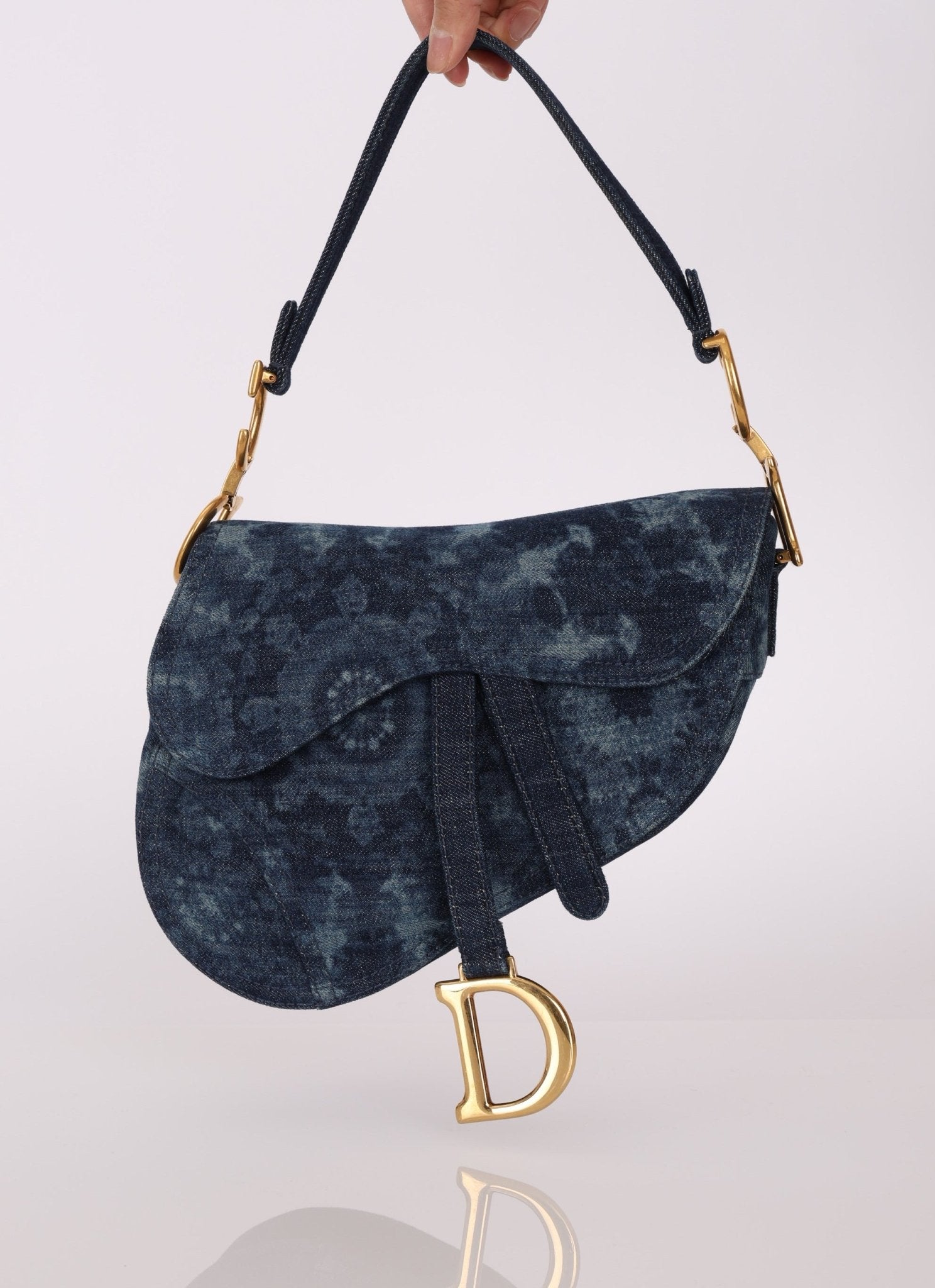 Limited Edition Dior 2019 Medium Tie Dye Printed Denim Saddle Bag - FashioNica
