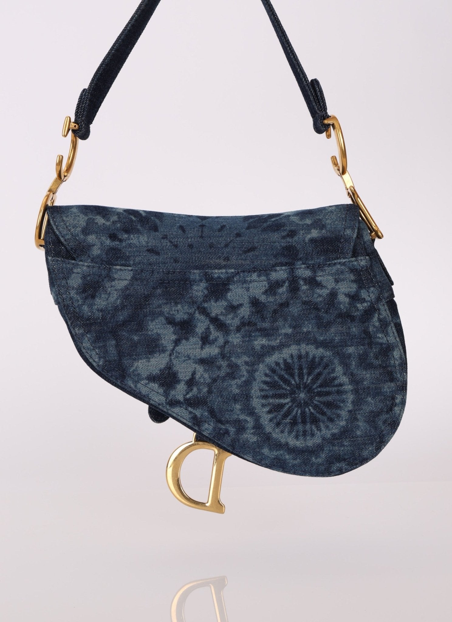 Limited Edition Dior 2019 Medium Tie Dye Printed Denim Saddle Bag - FashioNica