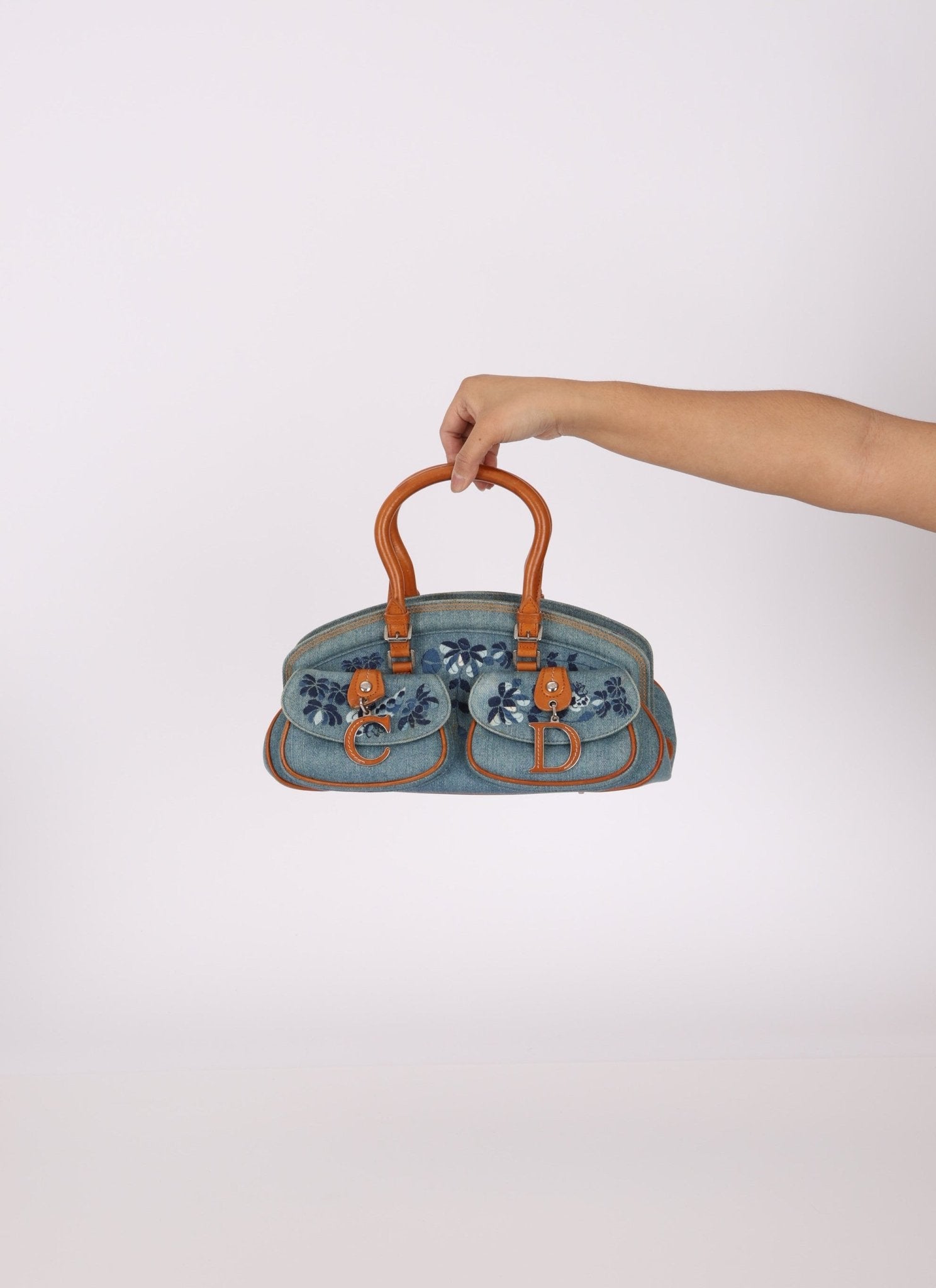 Limited Edition Dior John Galliano 2005 Denim Embroidered Dectective Bag - FashioNica