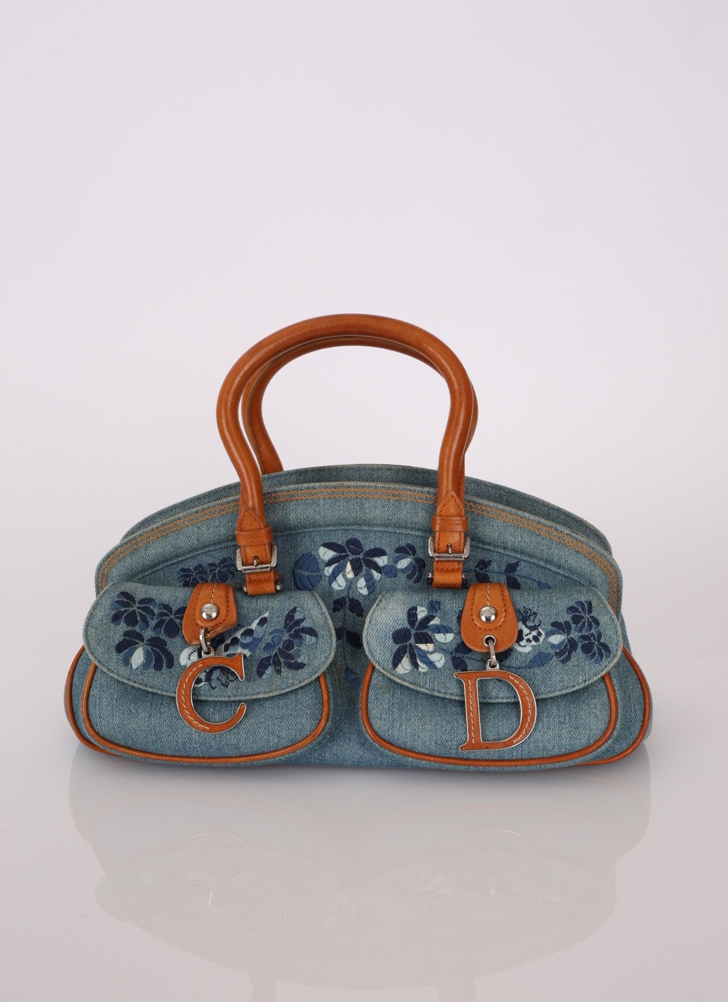 Limited Edition Dior John Galliano 2005 Denim Embroidered Dectective Bag - FashioNica