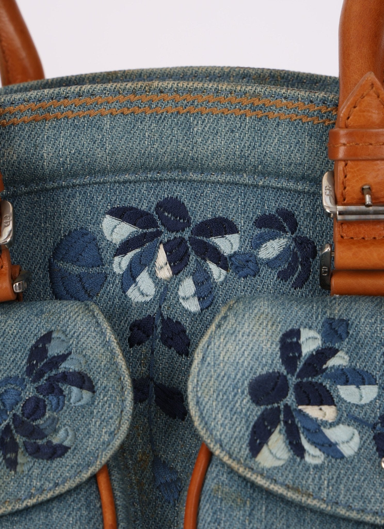 Limited Edition Dior John Galliano 2005 Denim Embroidered Dectective Bag - FashioNica