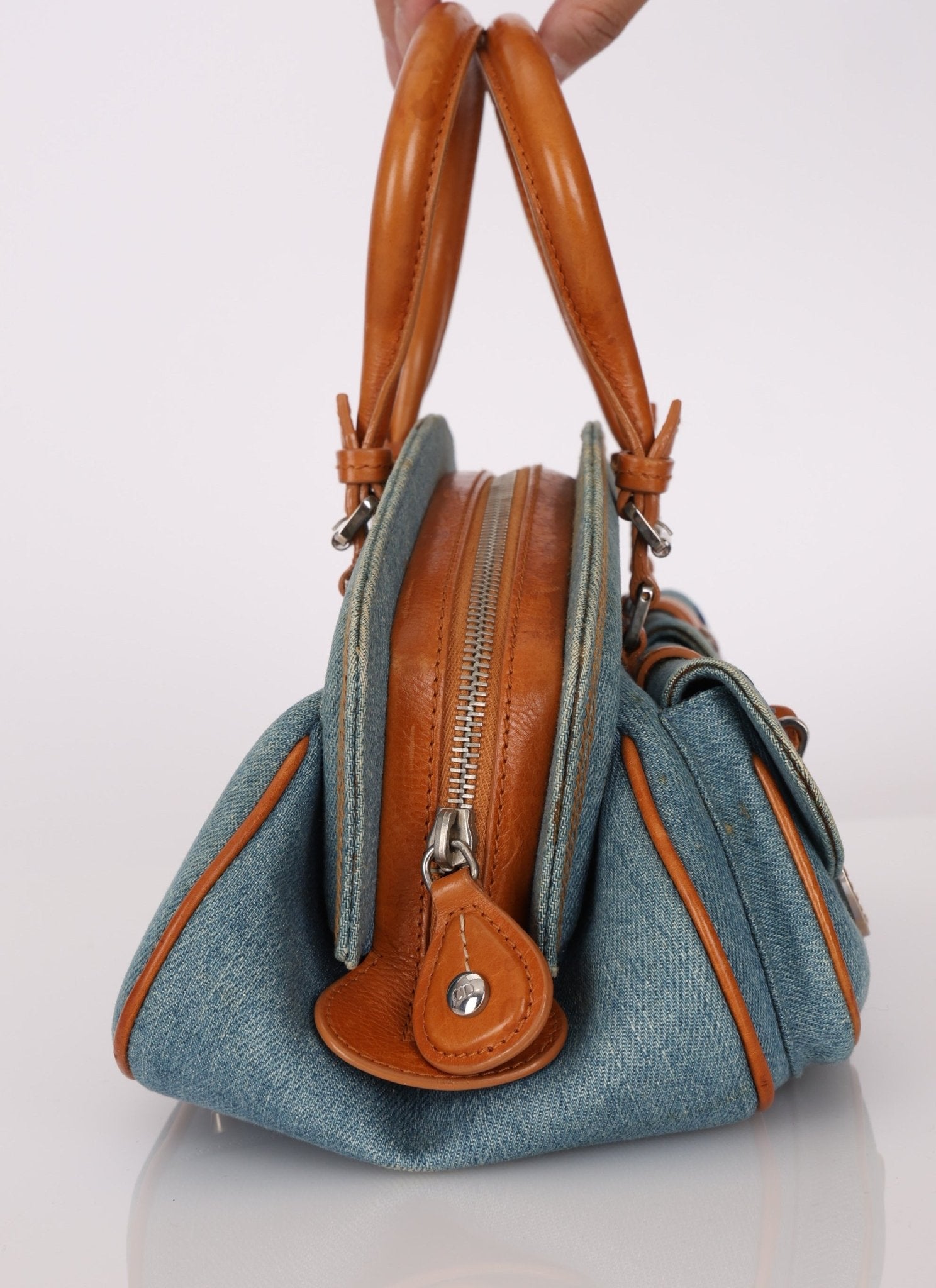 Limited Edition Dior John Galliano 2005 Denim Embroidered Dectective Bag - FashioNica