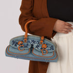 Limited Edition Dior John Galliano 2005 Denim Embroidered Dectective Bag - FashioNica