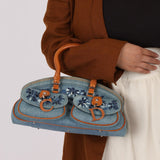 Limited Edition Dior John Galliano 2005 Denim Embroidered Dectective Bag - FashioNica