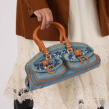 Limited Edition Dior John Galliano 2005 Denim Embroidered Dectective Bag - FashioNica