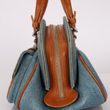 Limited Edition Dior John Galliano 2005 Denim Embroidered Dectective Bag - FashioNica