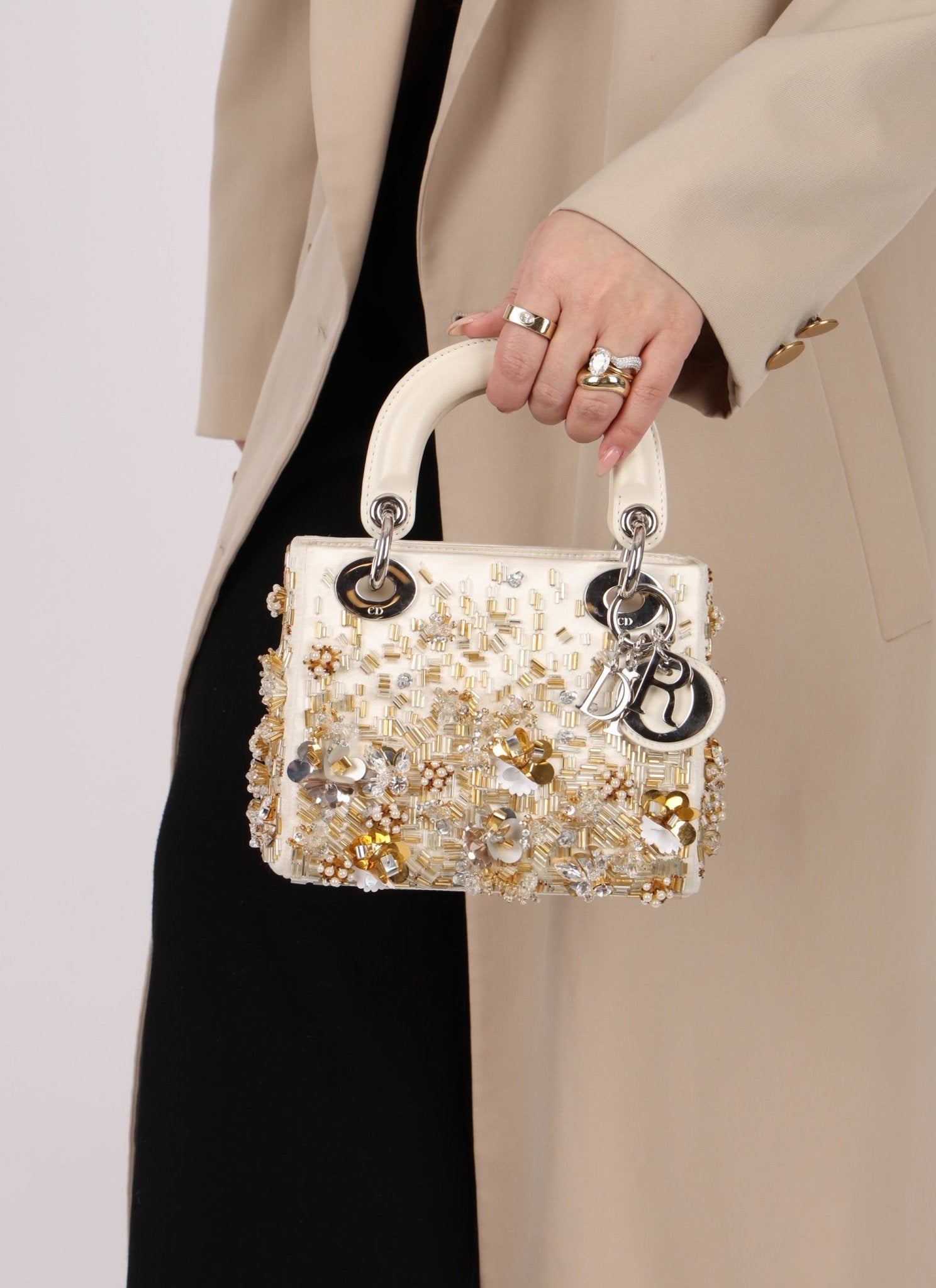 Limited Edition Dior Satin Beaded Pearl Mini Lady - FashioNica