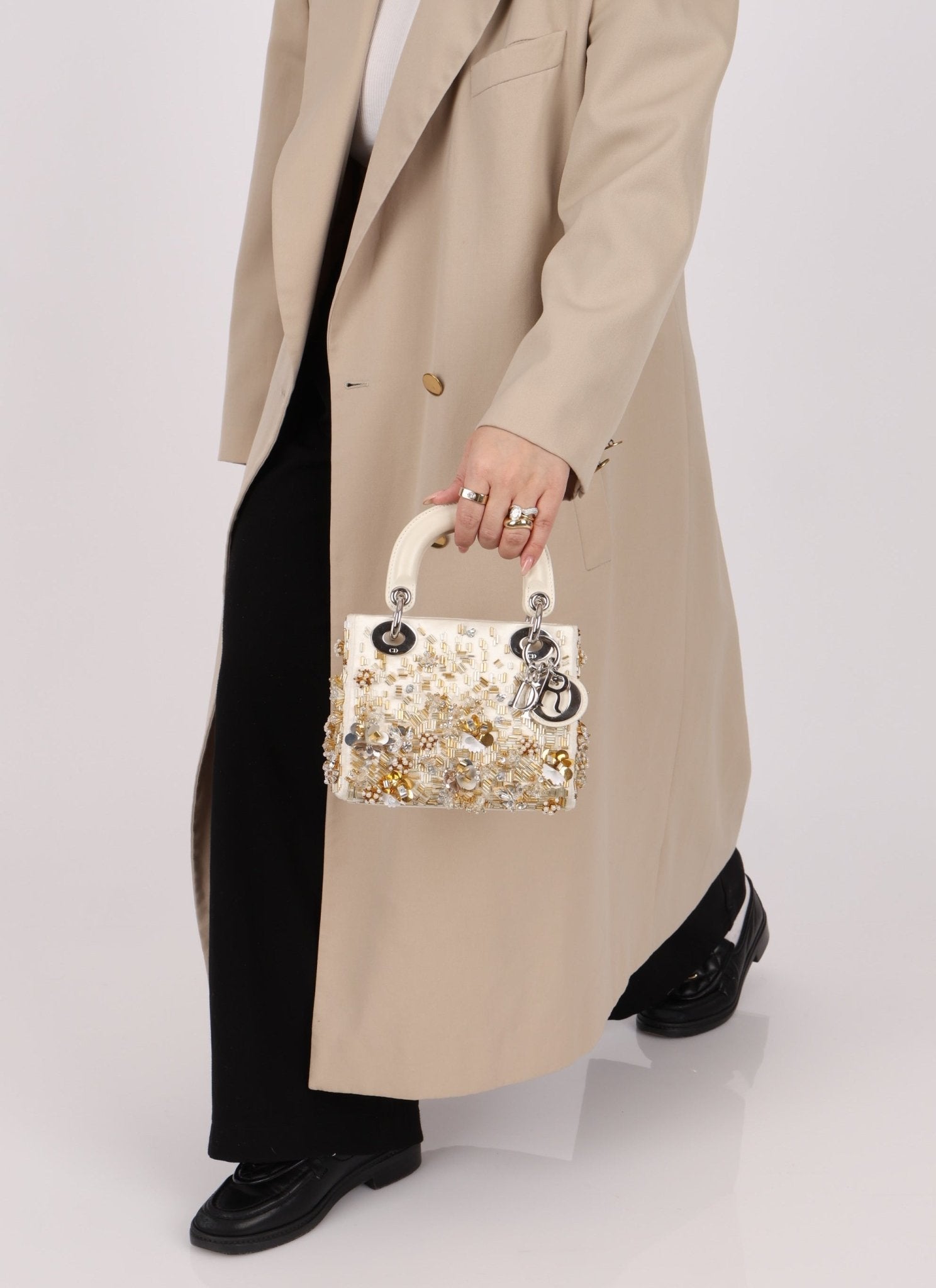 Limited Edition Dior Satin Beaded Pearl Mini Lady - FashioNica