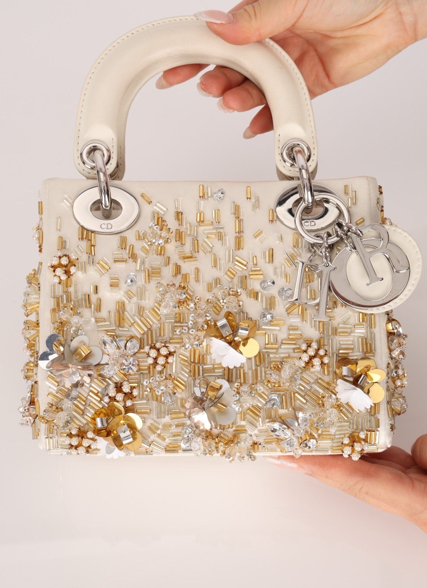 Limited Edition Dior Satin Beaded Pearl Mini Lady - FashioNica