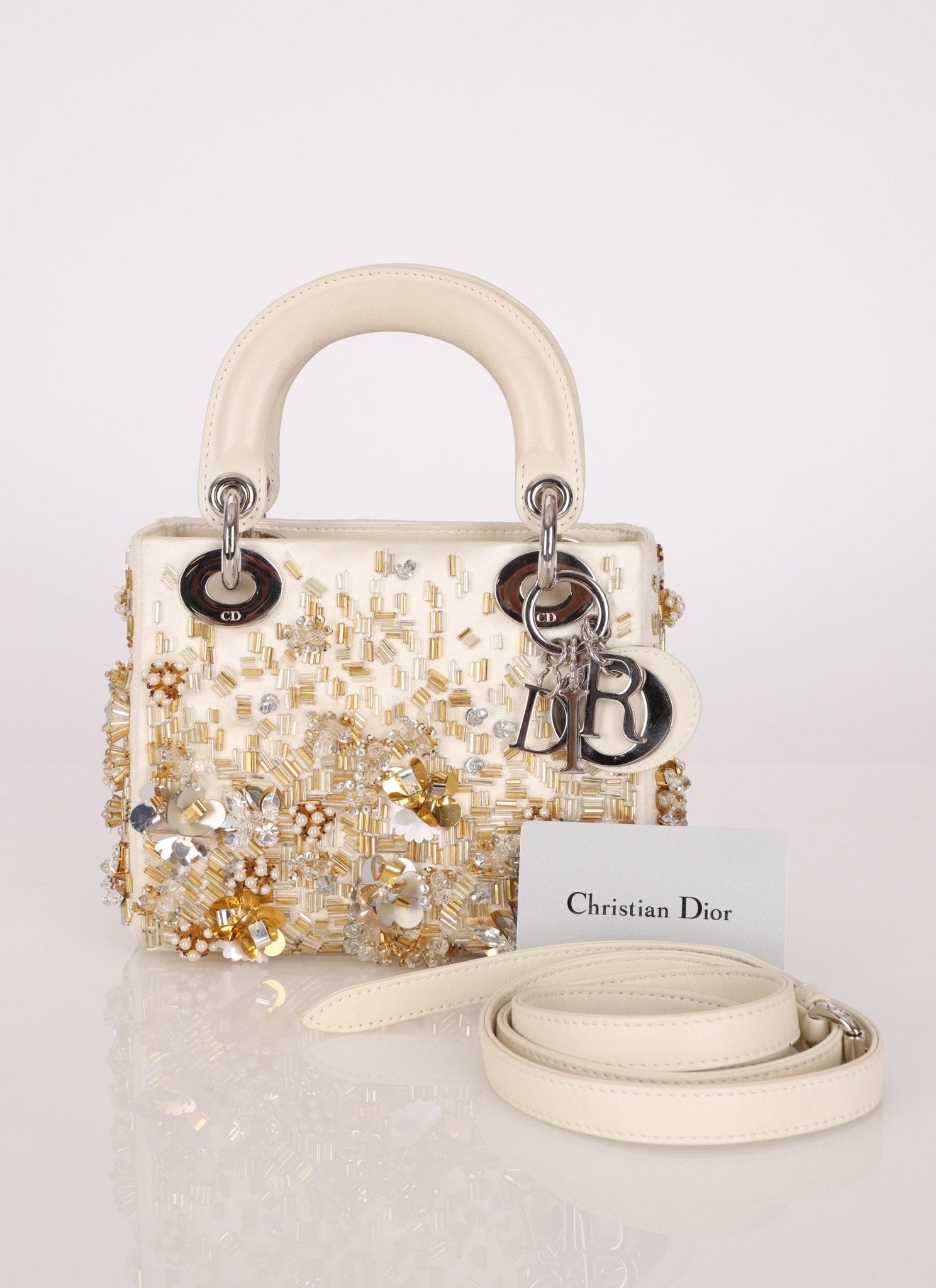 Limited Edition Dior Satin Beaded Pearl Mini Lady - FashioNica