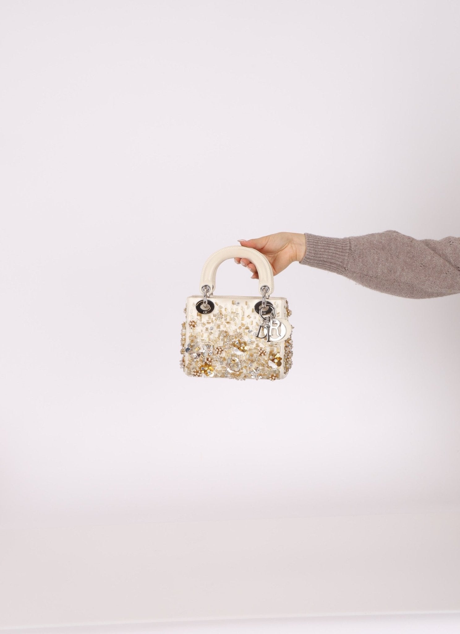 Limited Edition Dior Satin Beaded Pearl Mini Lady - FashioNica