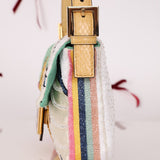 Limited Edition Fendi 1997 Pop - Art Beaded Sequin Snakeskin Baguette - FashioNica