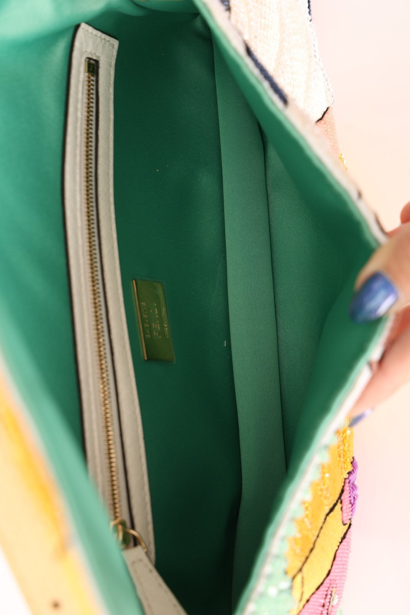 Limited Edition Fendi 1997 Pop - Art Beaded Sequin Snakeskin Baguette - FashioNica