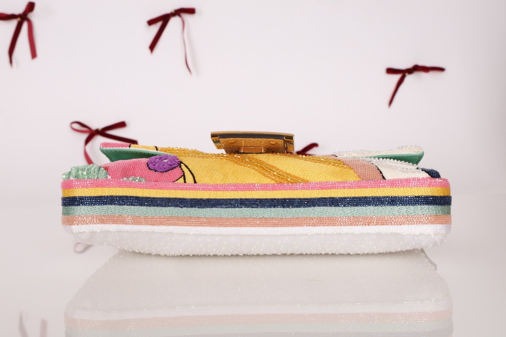 Limited Edition Fendi 1997 Pop - Art Beaded Sequin Snakeskin Baguette - FashioNica