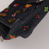 Limited Edition Fendi Floral Denim Beaded Baguette Bag - FashioNica