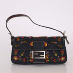 Limited Edition Fendi Floral Denim Beaded Baguette Bag - FashioNica