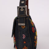 Limited Edition Fendi Floral Denim Beaded Baguette Bag - FashioNica