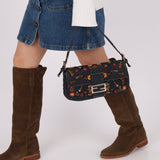 Limited Edition Fendi Floral Denim Beaded Baguette Bag - FashioNica